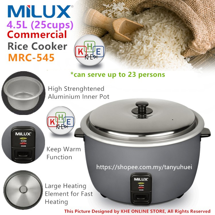 Milux 25 cups 4.5L Commercial Electric Rice Cooker MRC-545