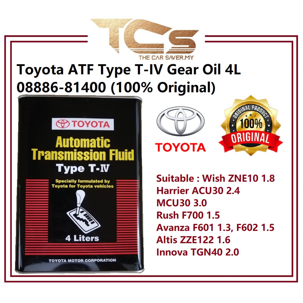 Toyota ATF Type T-IV Gear Oil 4L 08886-81400 (100% Original)