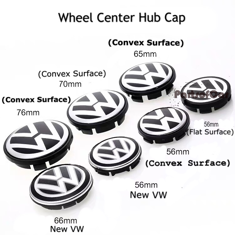 vw center cap sizes