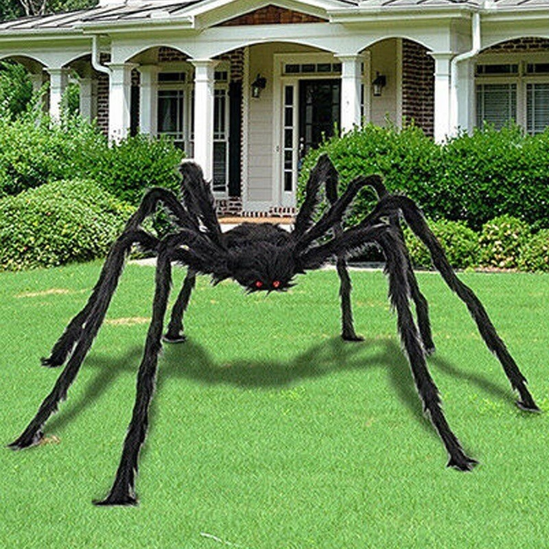 【READY STOCK】5 Size Plush Black Spider Giant Spider Halloween Decoration Haunted House Prop Indoor Outdoor