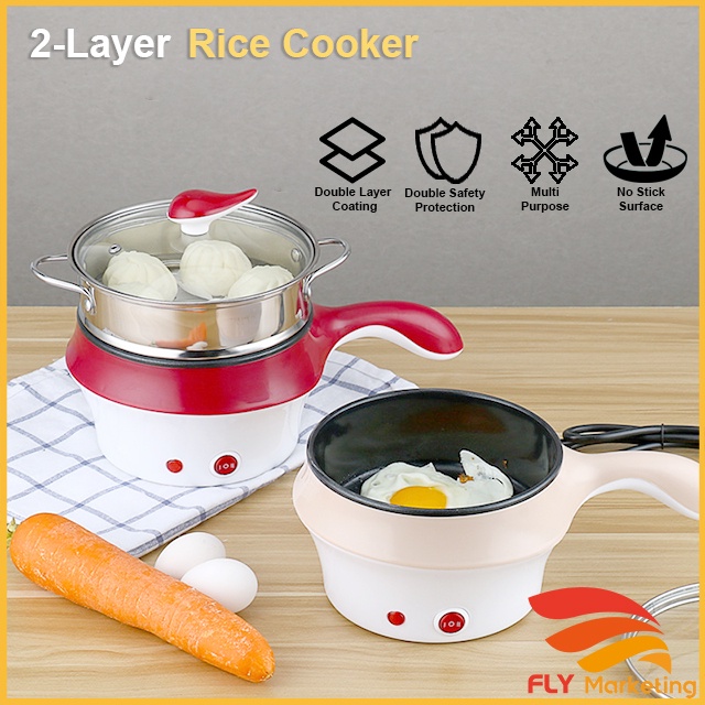 Lopol Electric Non Stick Ceramic Frying Pan Grill Rice Portable Multi Mini Rice Cooker Pot Cooker Steamer Periuk Nasi