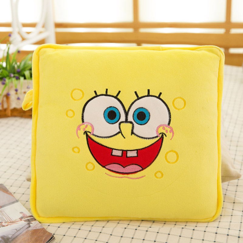 Cartoon Soft Short Plush Throw Cushion Pillow Nap Blanket 2 In 1