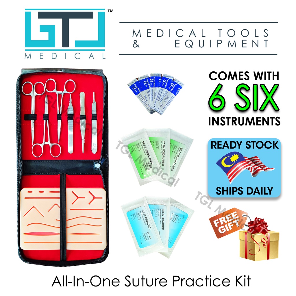 【Free Gift】TGL Medical Suture Practice Kit All-Inclusive Suture Kit Medical Silicone Skin Suture Surgical Training Kit