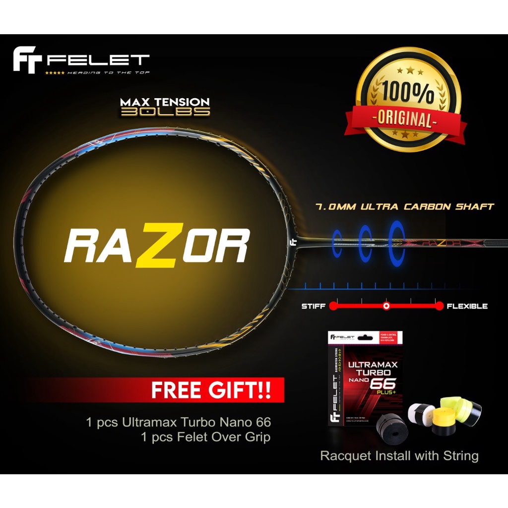 Felet Fleet Razor Racket Badminton Racket Raket Badminton Original