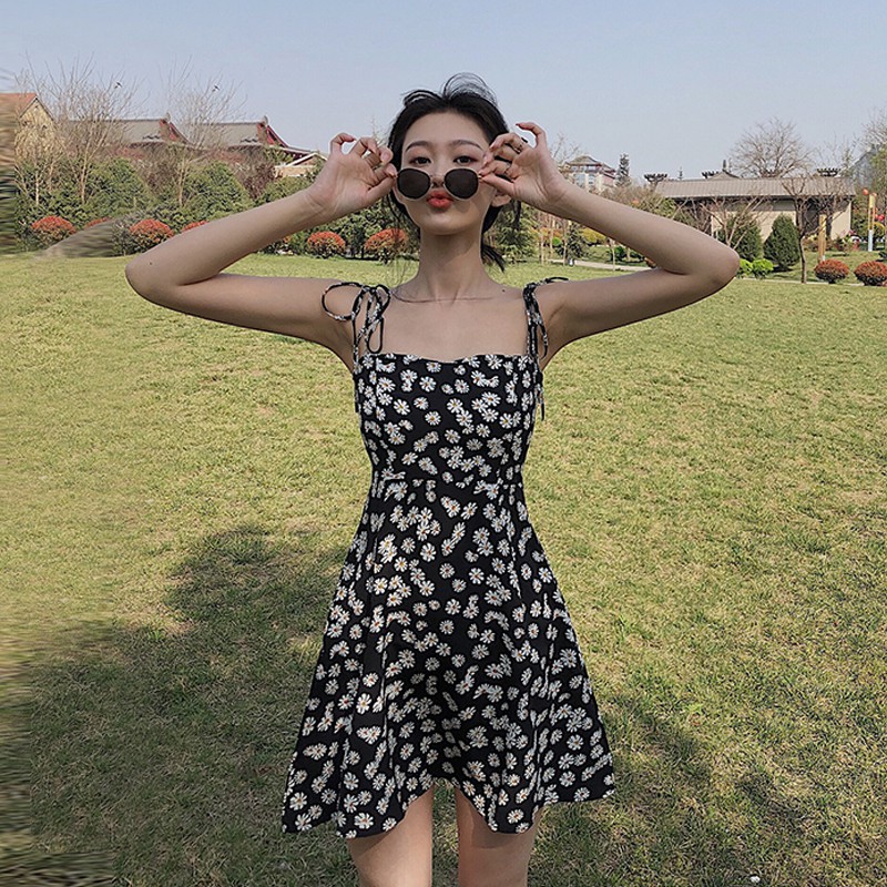 Yika Women S Clothes Net Red Dress Korean Version Waist Slim One Piece Dress Low Price Shopee Malaysia