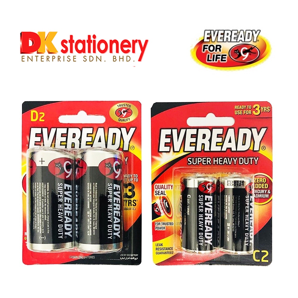 Eveready Heavy Duty Battery D2 / C2 Shopee Malaysia