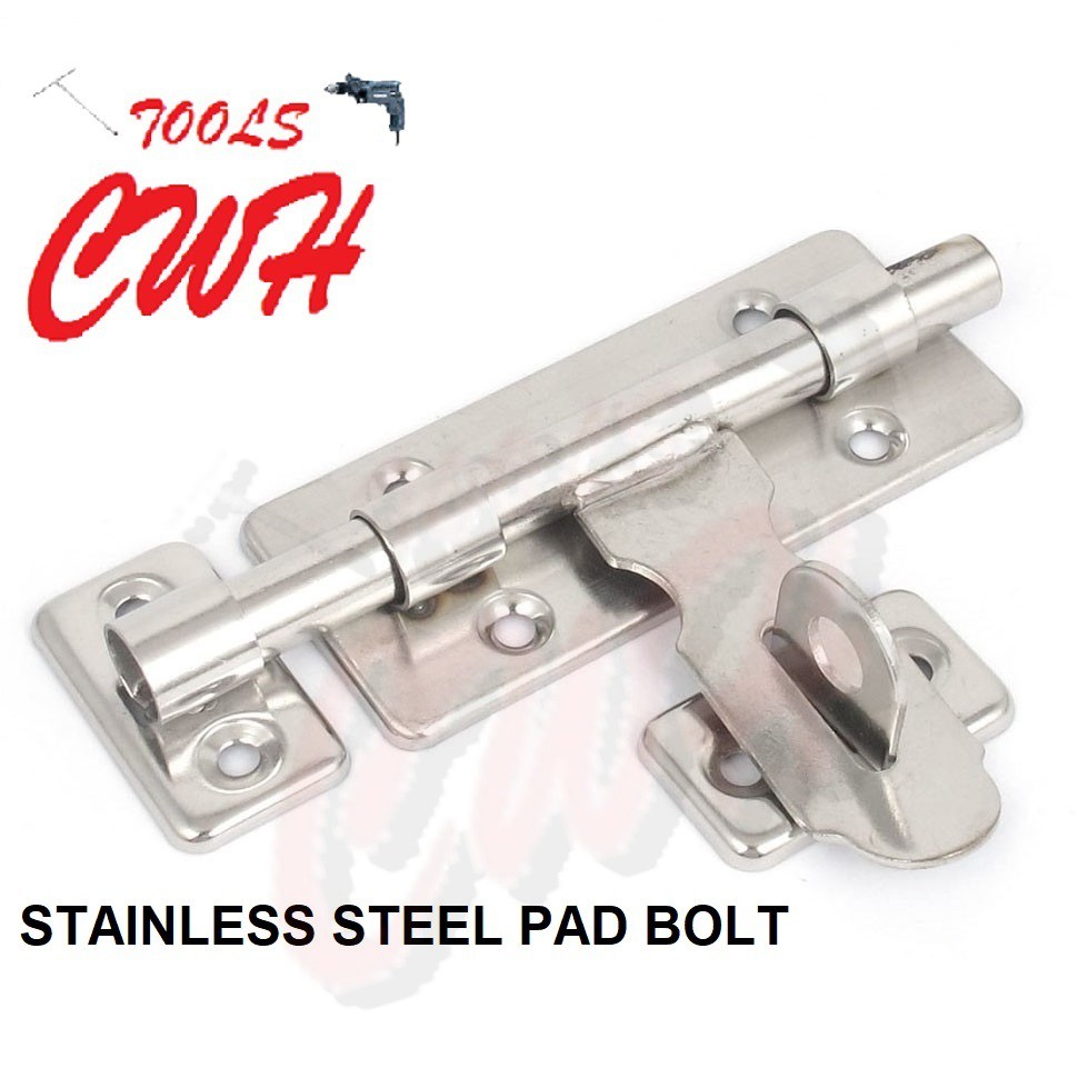 (4" / 6" / 8") Stainless Steel Pad Bolt Door Latch Tower Bolt Toilet
