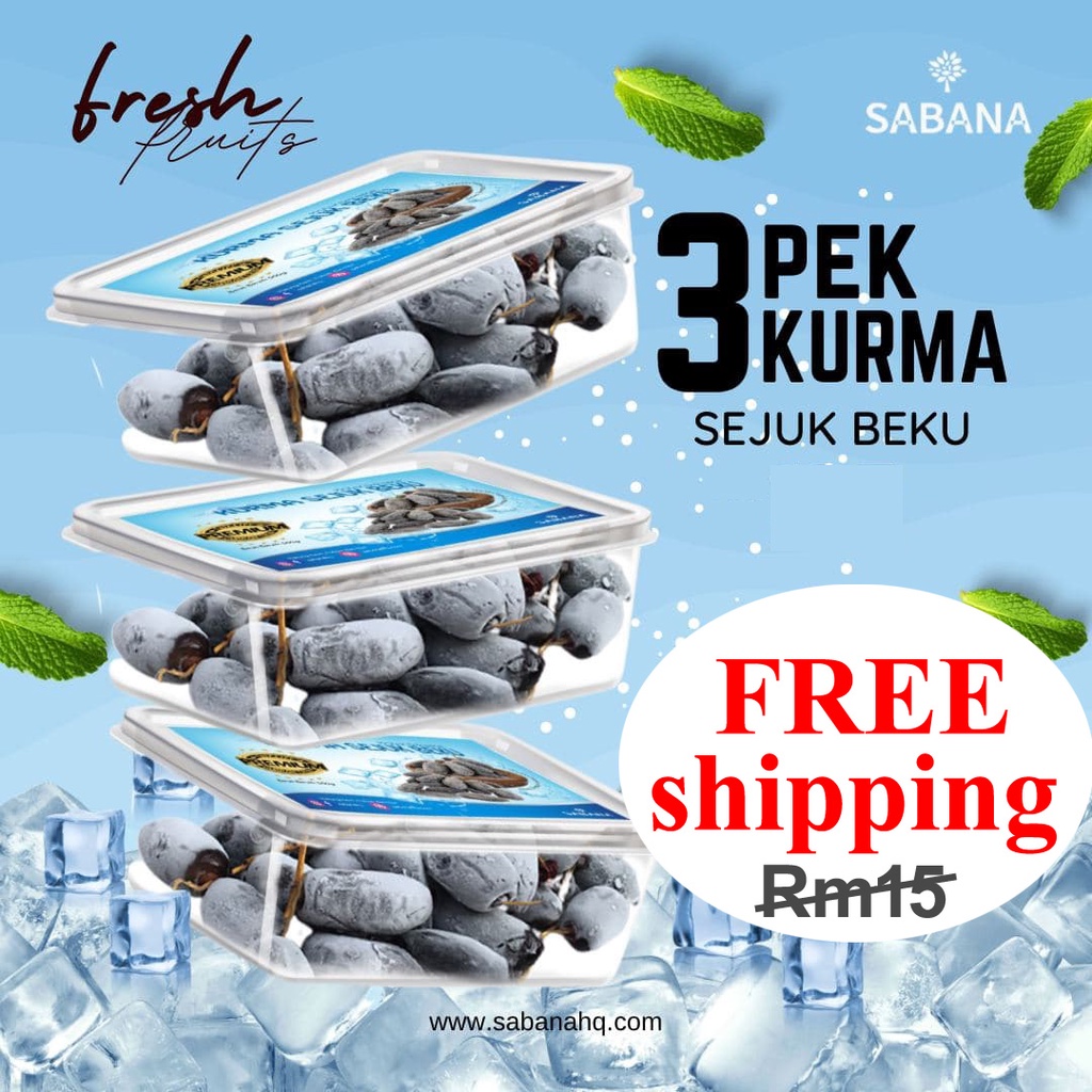 Kurma Sejuk Beku Segar Premium 1500g Sabana Fresh Frozen Dates 3 Pack