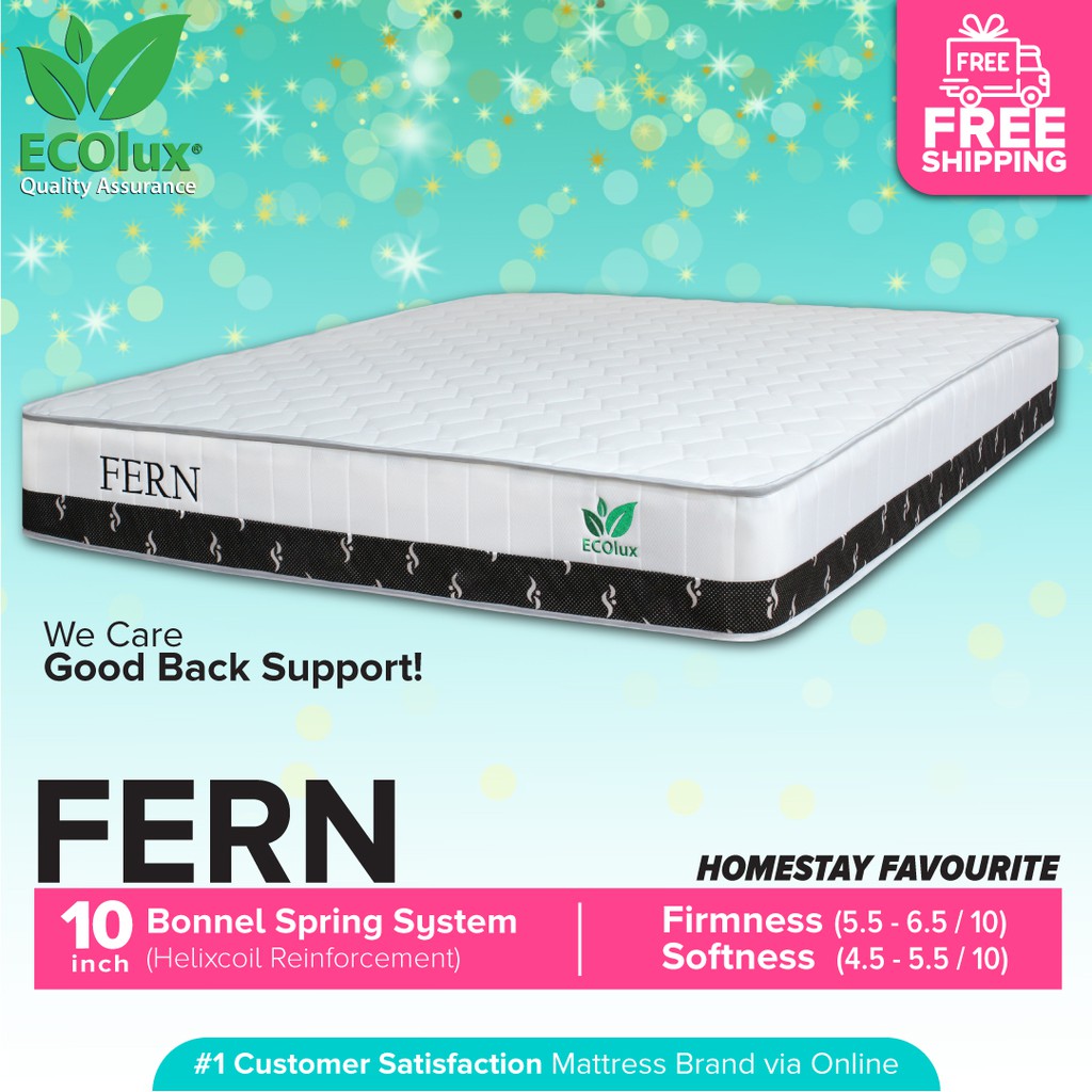 FREE SHIPPING Ecolux Fern 10inch Chiropractic Spring Mattress/Tilam - King/Queen/Single/Super Single