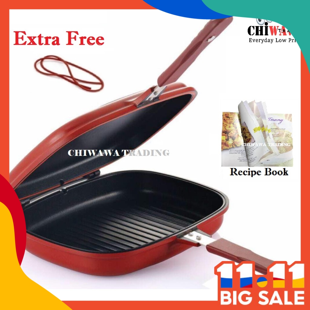 Original Tempat Panggang Bakar Ikan Ayam Free Recipe Book Rubber Seal Happy Chiwawa Double Sided Grill Pan 32cm Call Shopee Malaysia