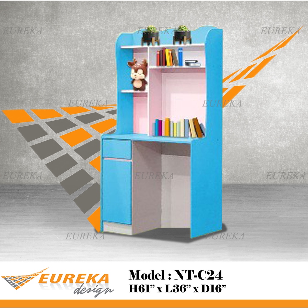 EUREKA Modern 3ft Children Computer Table w/ Drawer and Book Shelf (Deliver & Installation Klang Valley ONLY) NTC24
