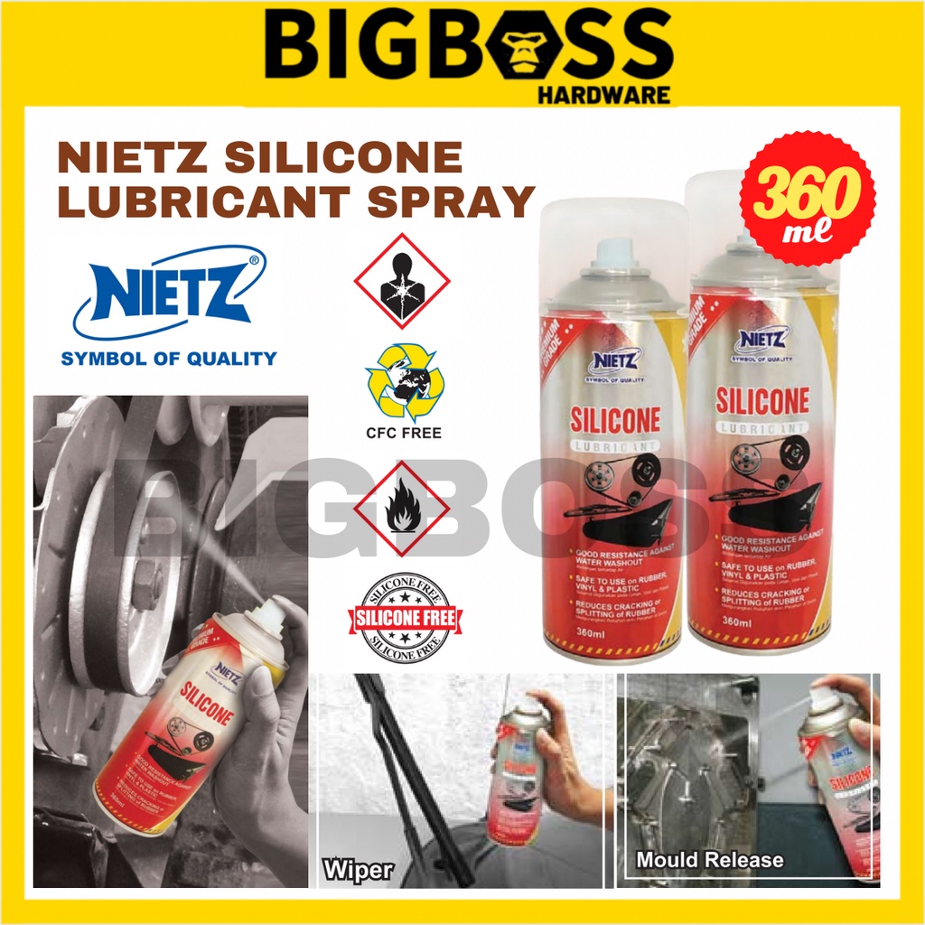 NIETZ Silicone Lubricant Spray 360ml for Rubber Vinyl and Plastic