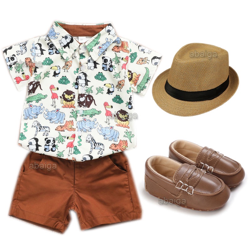 Safari Outfit for Baby Boy 1 Year Old Animal Costume Shirt Shorts Terno ...