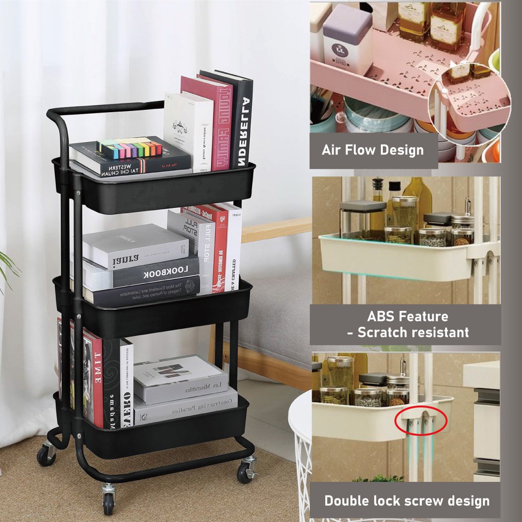 Kitchen Storage Rack Trolley / Rak Buku / Rak Dapur / Toilet Rack ...