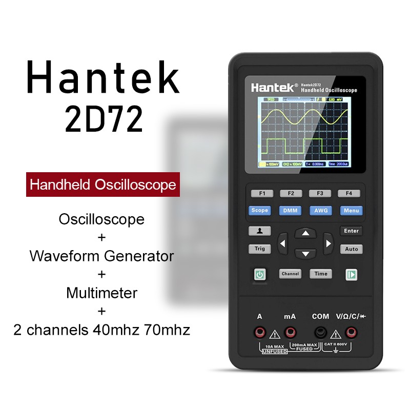 2С42 Hantek Oszilloskop 40MHz+Multimeter Scopemeter 2Ch 250MSa/s 6K Punkte 2,8 TFT 320x240 Pixel Tragbar