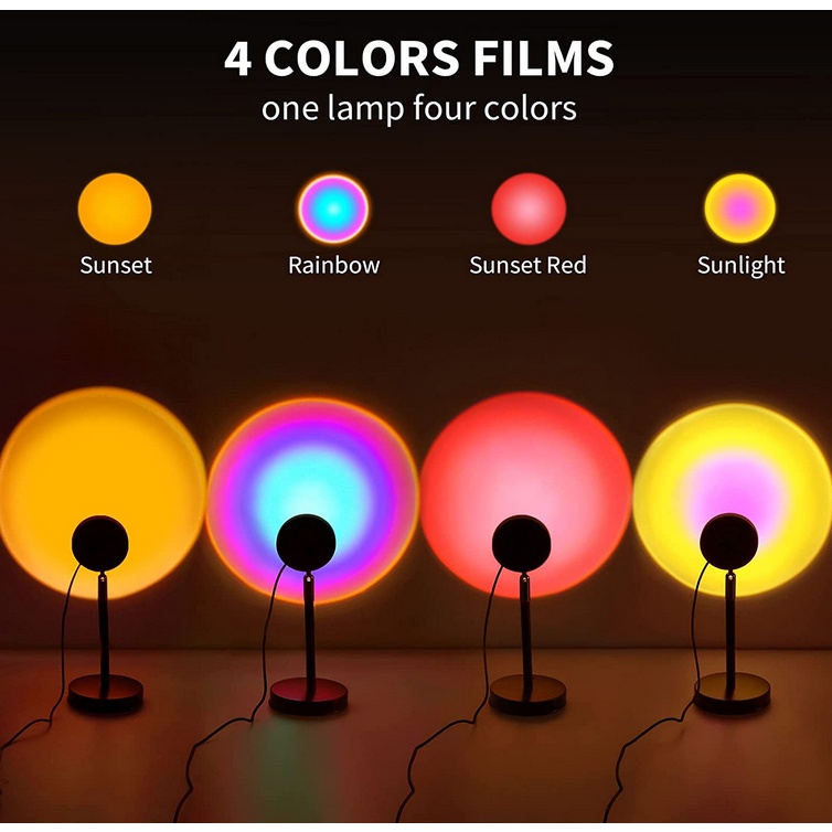 Remote Control Sunset Projection Lamp RGB 16 Colors Bedroom Decor Light Led Night Light Rainbow Lamps Atmosphere Festive