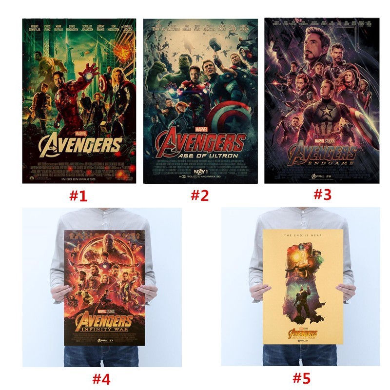 Marvel Movie Series Avengers Poster Room Decoration Wall Decor Kraft Paper Home Decor Wall Sticker