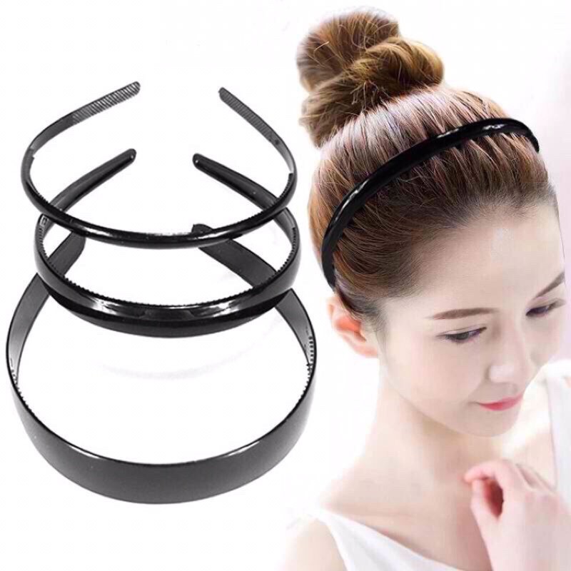 Simple Bright Black Glossy Hair Band / Women Fashionable Headbands /  Multi-size Plastic Toothed Holder / Ladies Daily Hair Accessories | Shopee  Malaysia
