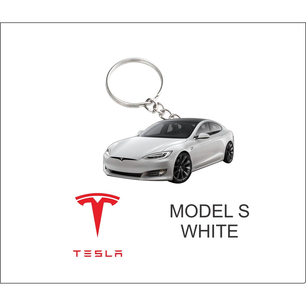 tesla model s white 2D KEYCHAIN