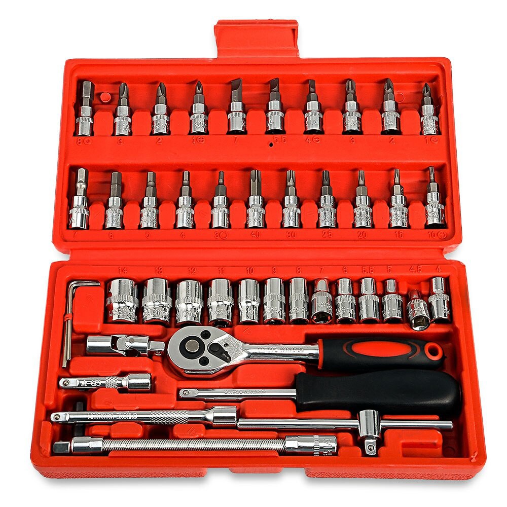 Socket Spanner Wrench Set 46PCS Chrome Vanadium Tool Box Set Heavy Duty