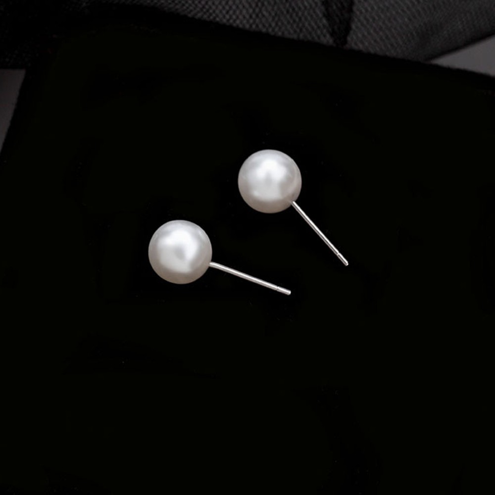 Silver Color Simulated Pearl Stud Earrings For Women Fashion Jewelry Gift