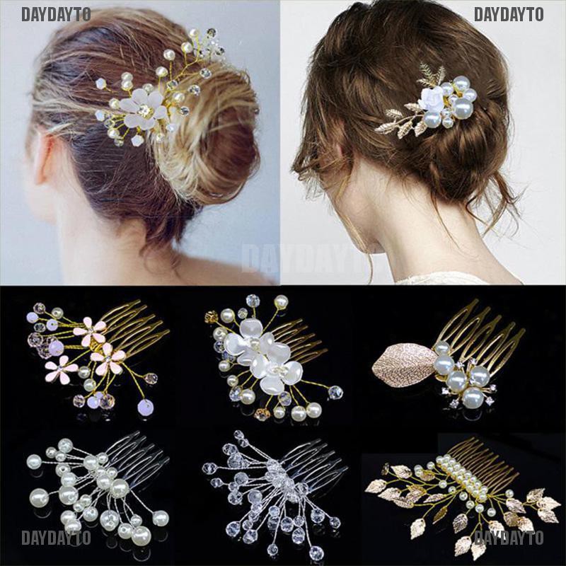 Daydayto Flower Hair Combs Headdress Prom Bridal Wedding
