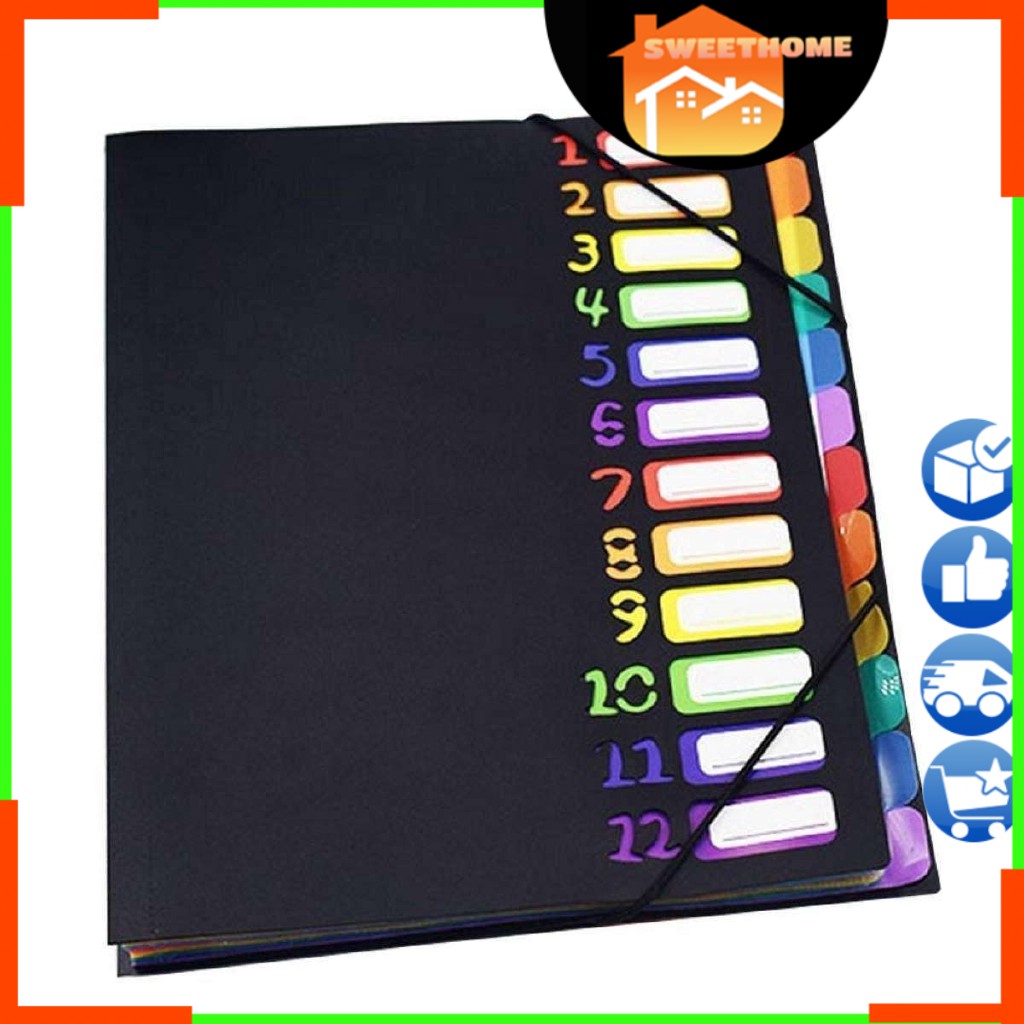 ESmarts 12 Pocket Indexing A4 Letter Size Project Sorter Organizer