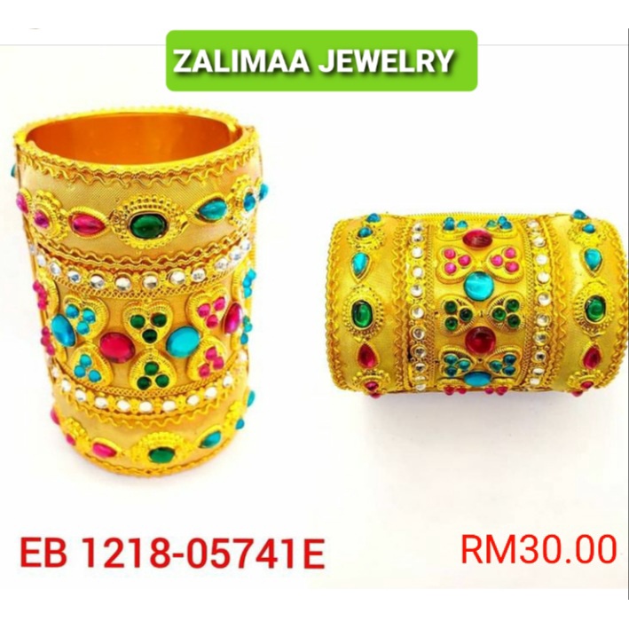 BISA COD ZALIMAA ACCESSORIES GELANG TABUNG JHUMKA EMAS KUNINGAN NIKAH BOLLYWOOD INDIA BRIDAL BANGLE WEDDING EB1218-05741