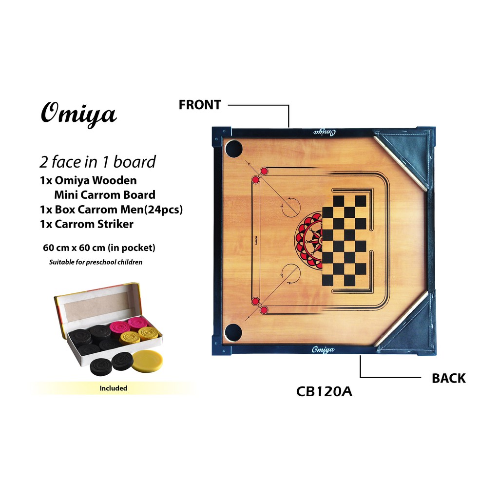 Mini Carrom Board (2 Faces) 60 cm x 60 cm (In Pocket) Shopee Malaysia