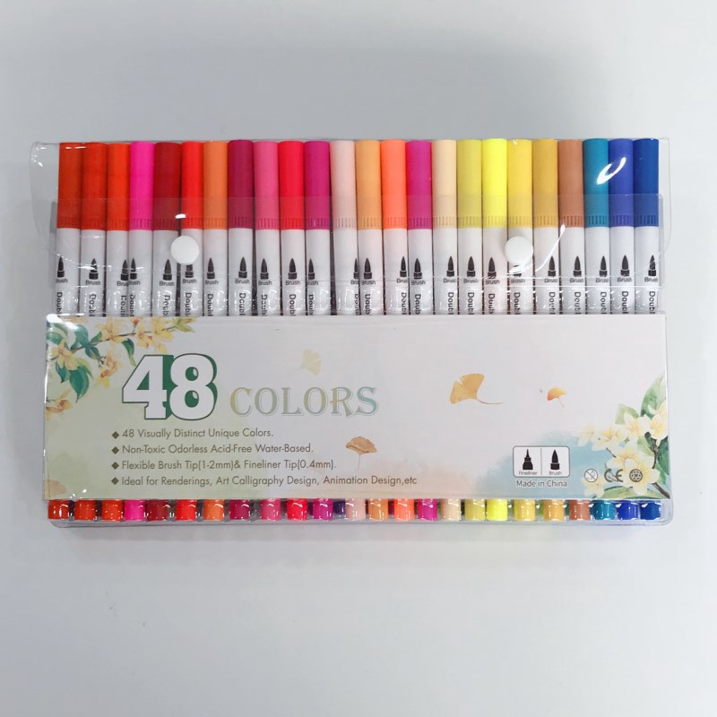 24/36/48/60/100Colors Water Based Art Marker Pen Dual Head Line Drawing |  Shopee Malaysia