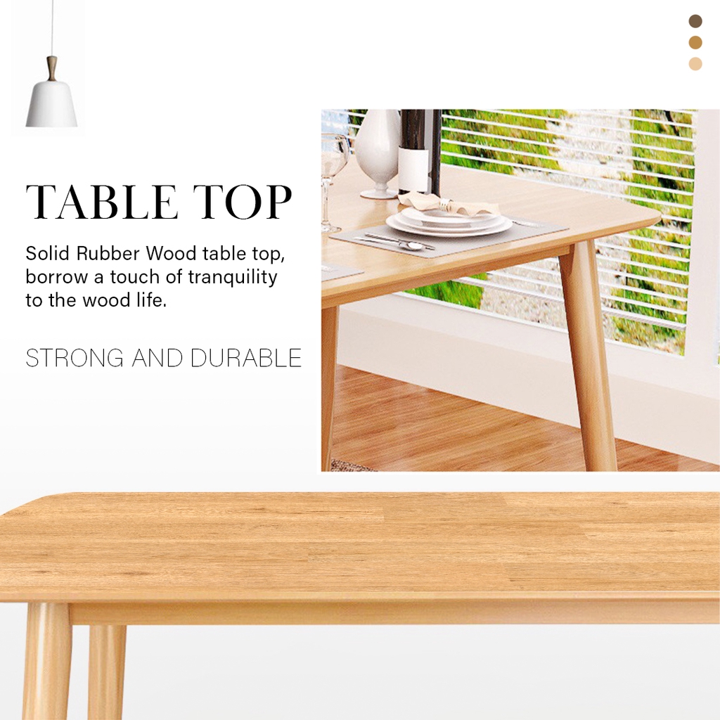 FINSSO: Ganda Rubber Solid Wood Dining Table Set With 4 Chairs/ meja makan/ 餐桌