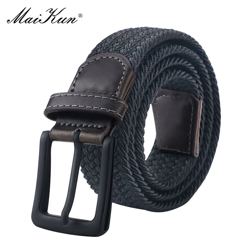 MaiKun Canvas Men Belts Fashion Elastic Metal Pin Buckle Military Tactical Strap for Pants Jeans Belt for Men