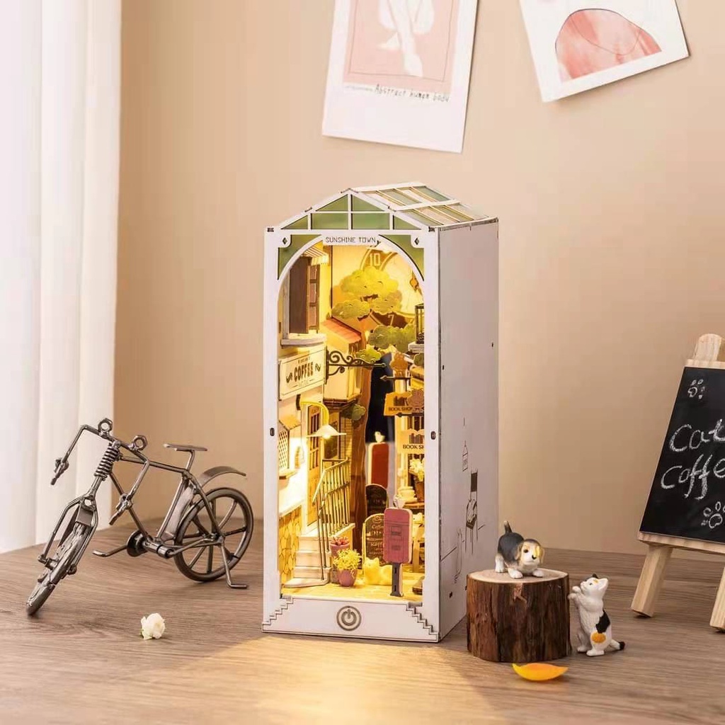 Spilay Book Nook Sundown Crossing – Kit De Casa Miniatura 3D Con Luz LED Y Cubierta Antipolvo, Decoración Y Regalo Creativo