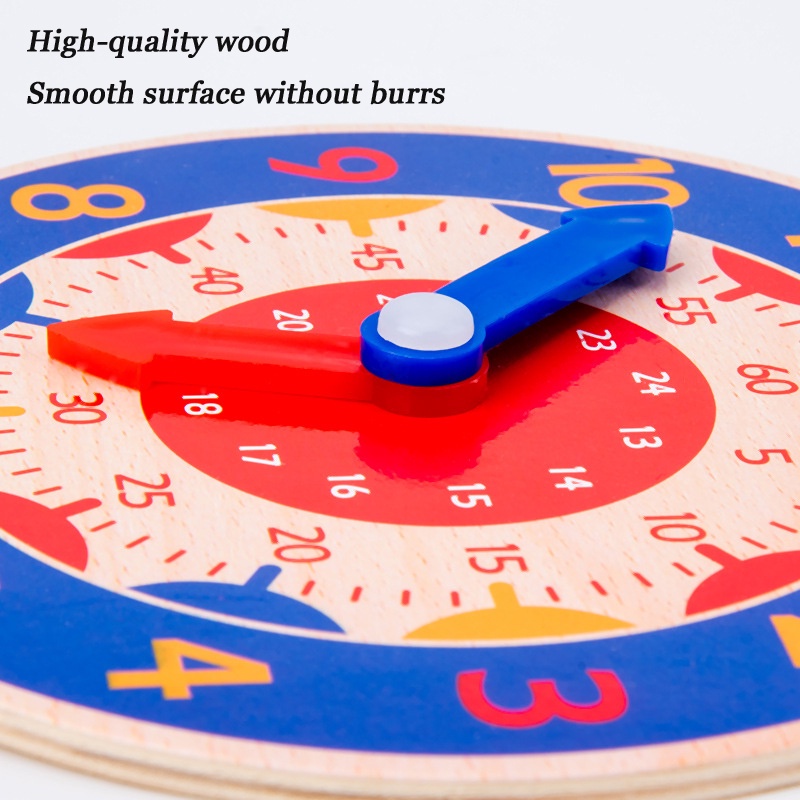 Classic Chronograph Montessori Math Toys Wooden Clock Kids Learn Tell Time Wood Watch Early Learning Teaching Model Aids - Image 2