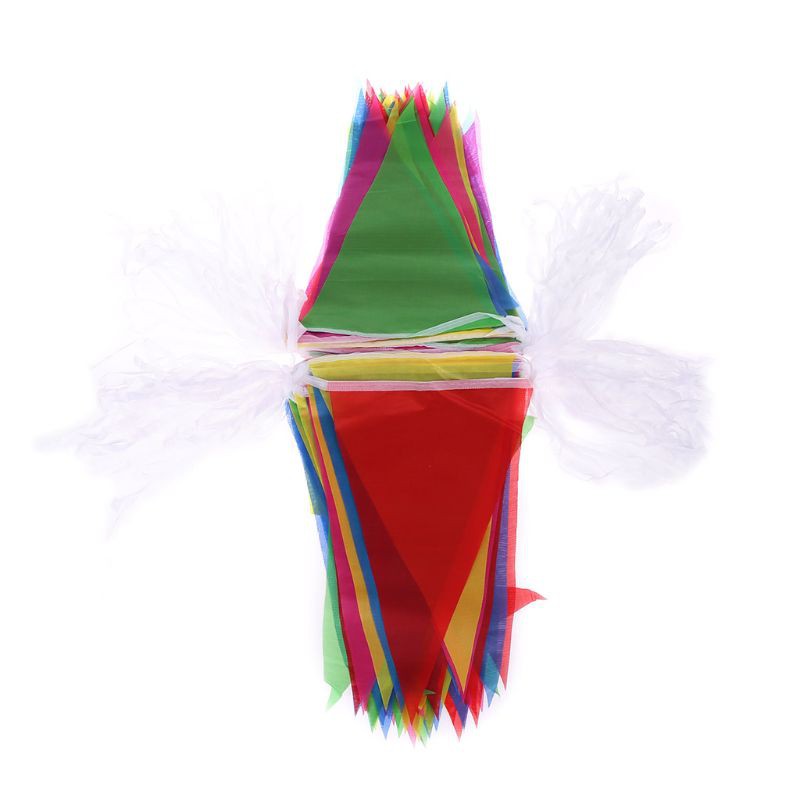 Colorful 80m Triangle Flag Pennant String Banner Festival Wedding