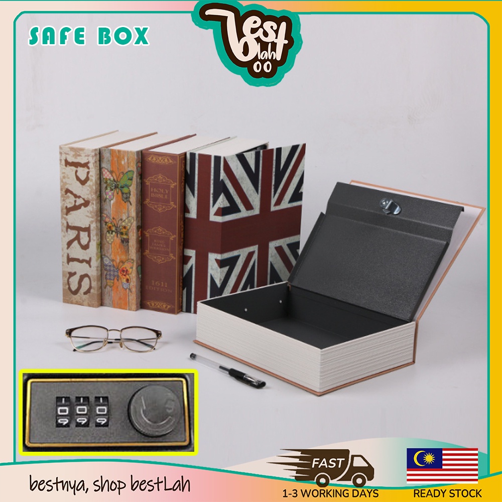 BESTLAHH Cash Book Safe Safety Passcode Hidden Storage Anti Theft Lock Security Secret Peti Selamat Locker Case