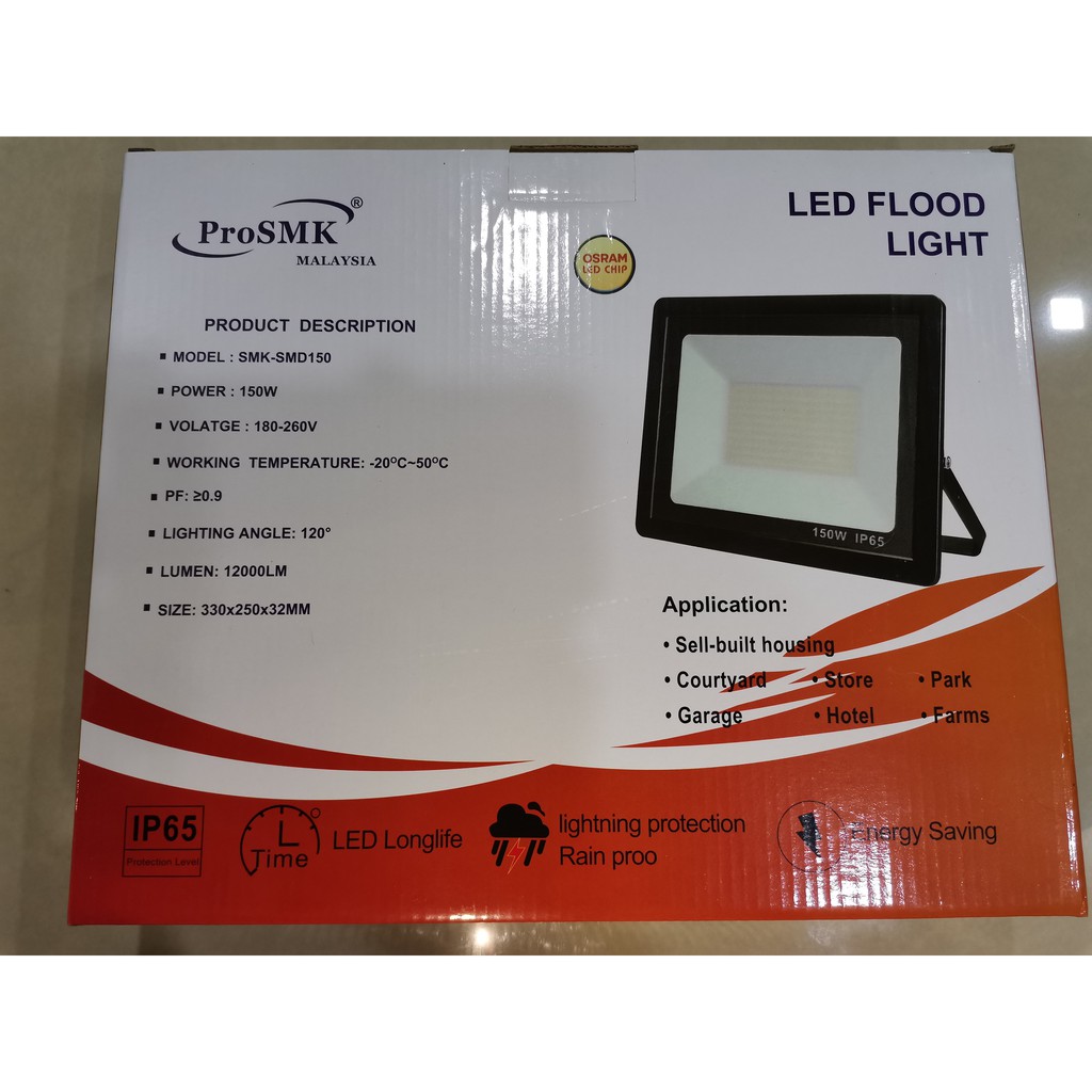 ProSMK SMK-SMD150 150W LED FLOODLIGHT DAYLIGHT 6500K OSRAM LED CHIP ...