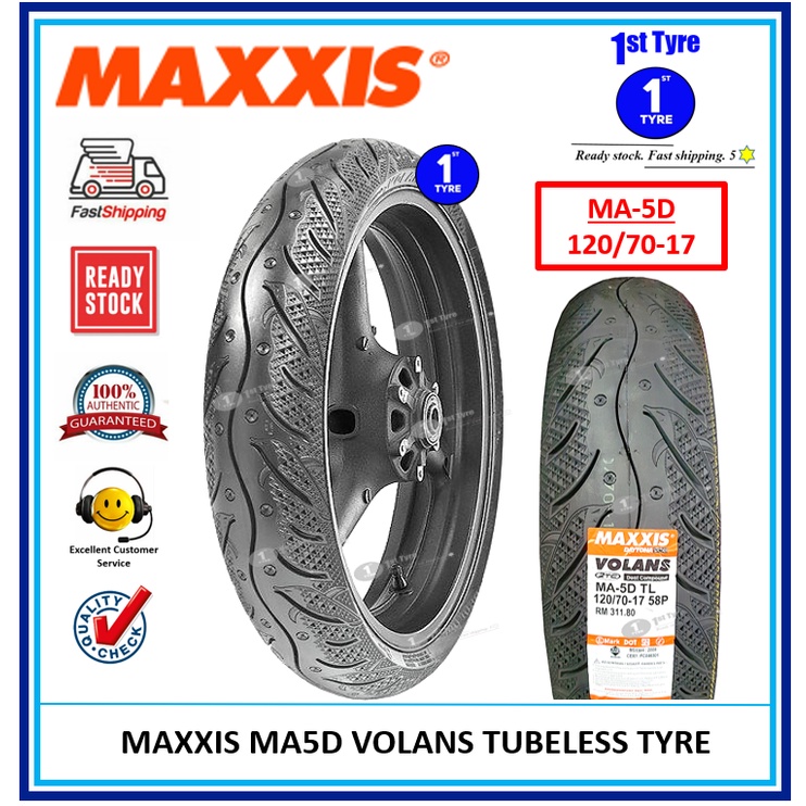MAXXIS MOTORCYCLE TYRE VOLANS MA5D/MAFD 120/7017 TUBELESS (YEAR 2022