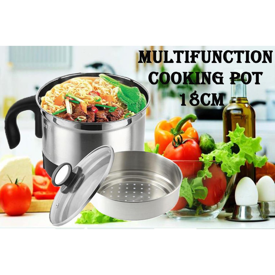 Multifunction Cooking Pot 1 Layer 18cm Electric Cooker Steamer Boiler Pot Shopee Malaysia
