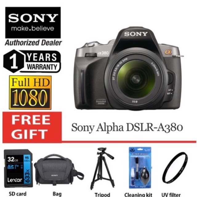 Sony DSLR A380 1855mm full combo set 14.2MP original (1 years warranty