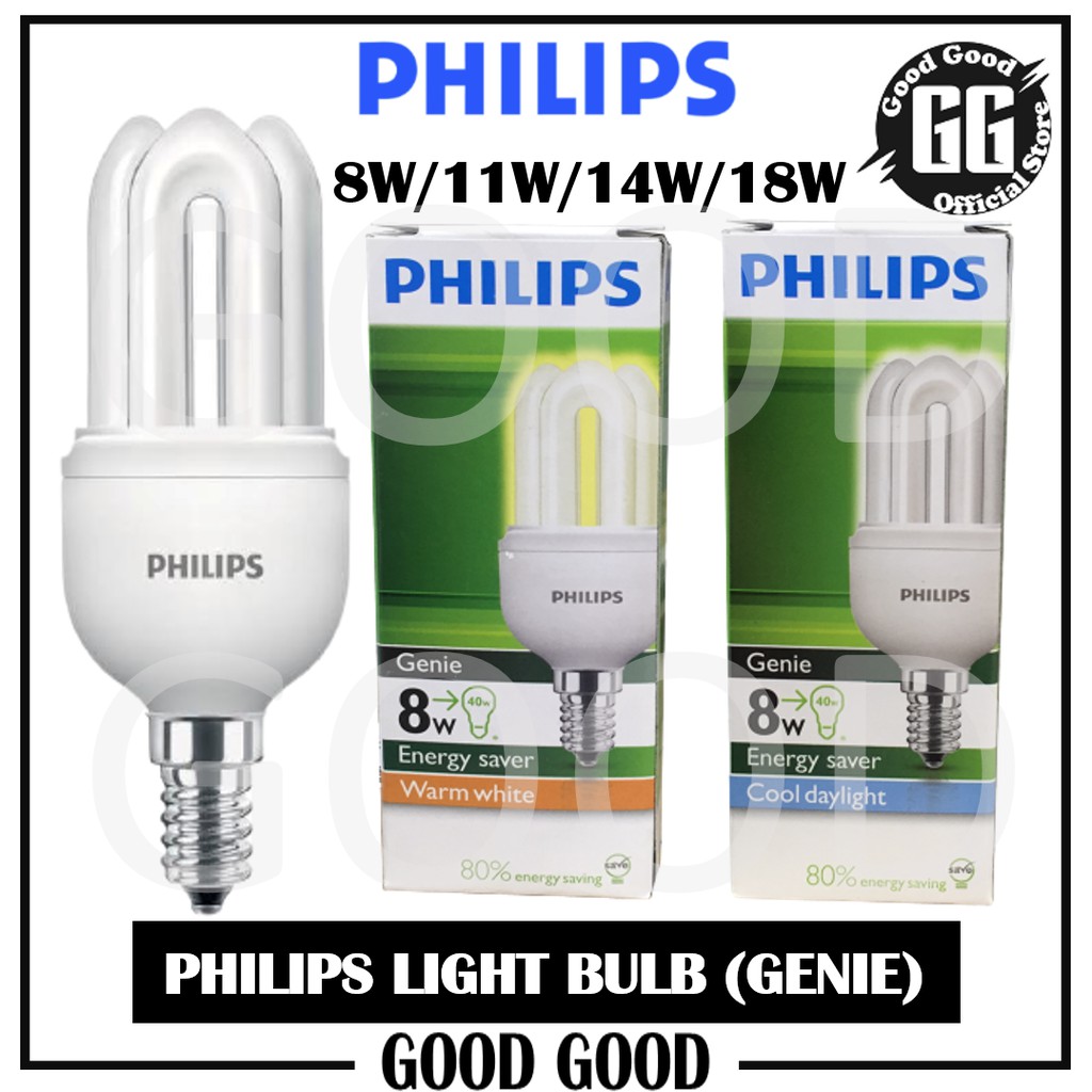 Sirim Philips Genie 80 Energy Saving Bulb E14 E27 5w 8w 11w 14w 18w Warm White Cool 4915