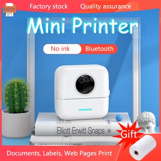 ✨Lowest price✨ Mini Portable Thermal Printer Paper Photo Pocket Thermal Printer Mini Printer 57 mm Printing Wireless Bluetooth Android IOS Printers 1roll Paper As Gift