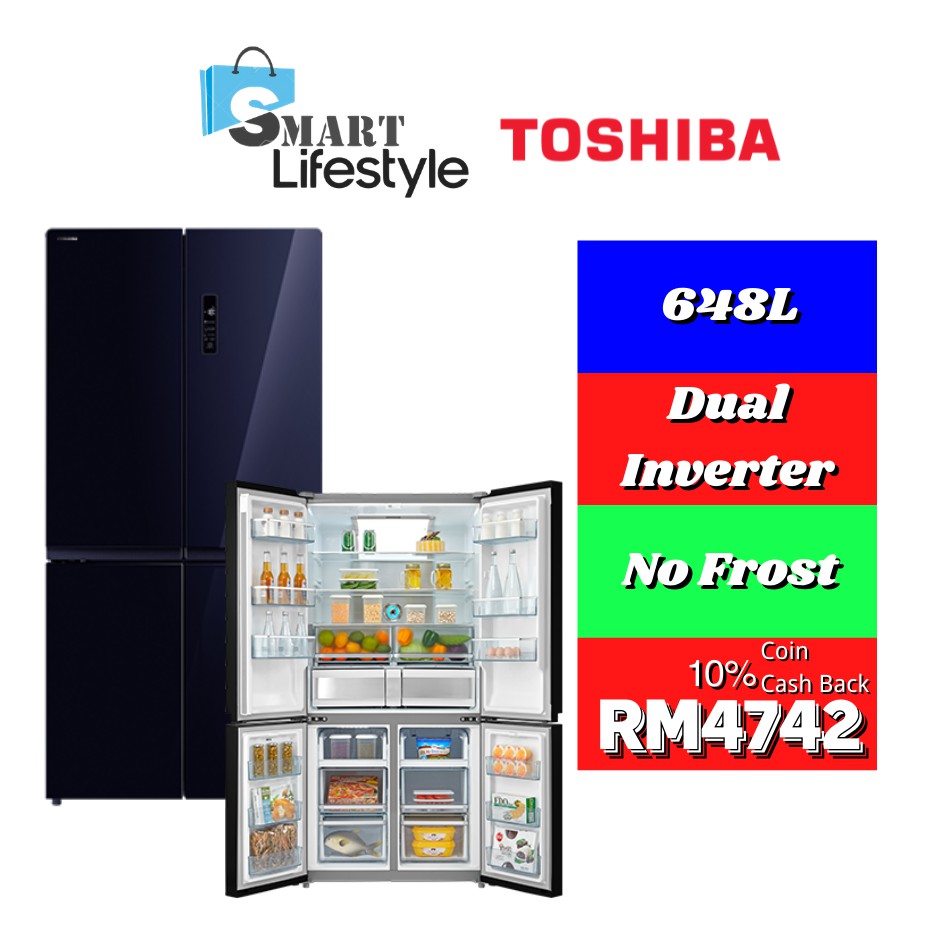 【FREE SHIPPING】Toshiba MultiDoor DUAl Inverter Refrigerator (648L) GR
