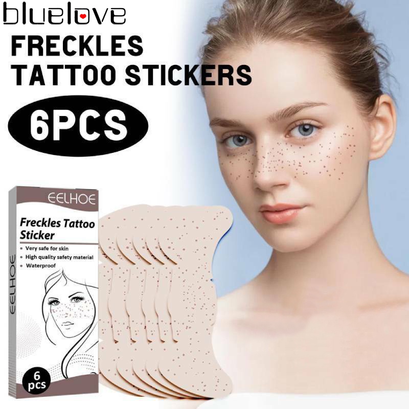 6 Pcs Natural Lifelike Face Fake Freckles Tattoo Stickers / Long-lasting Waterproof Sweat Proof Freckles Stickers / Face Makeup Accessories