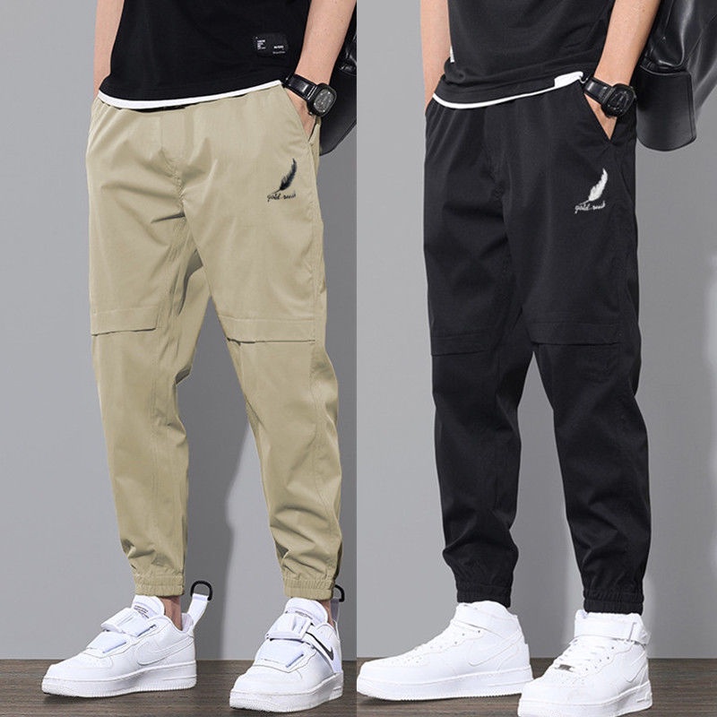 【Fit 40-100kg Weight】 Oversize Korean Cargo Jogger Pants Men Slim Fashion Jogger Tracksuit Seluar Pant Lelaki Outdoor Pants
