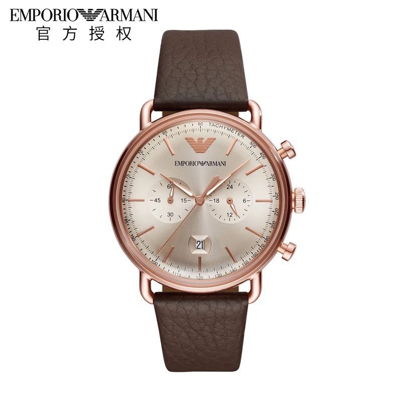 emporio armani watch men's leather strap