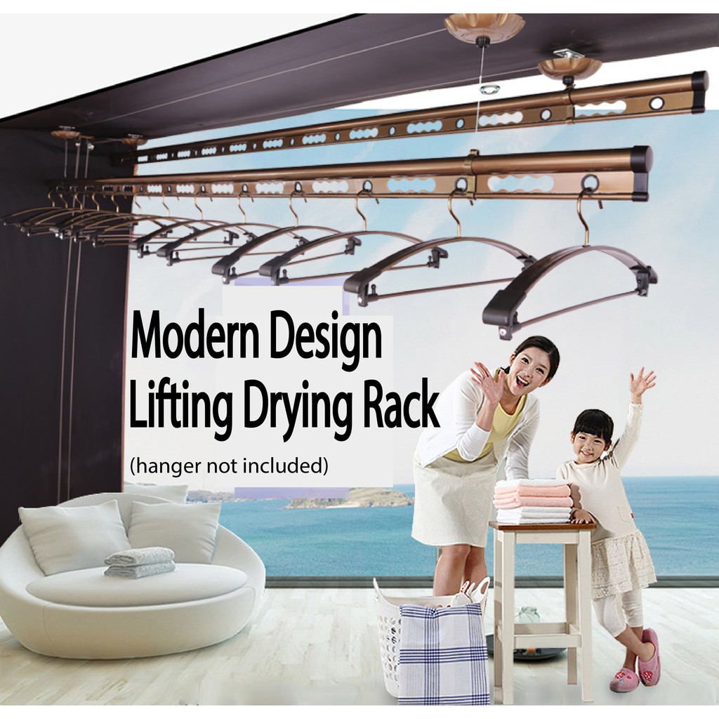 July 3days Promotion 1 2m Ceiling Mounted Lifting Drying Rack Penyidai Kain Ampaian Baju Hand Cranked Lift Racks