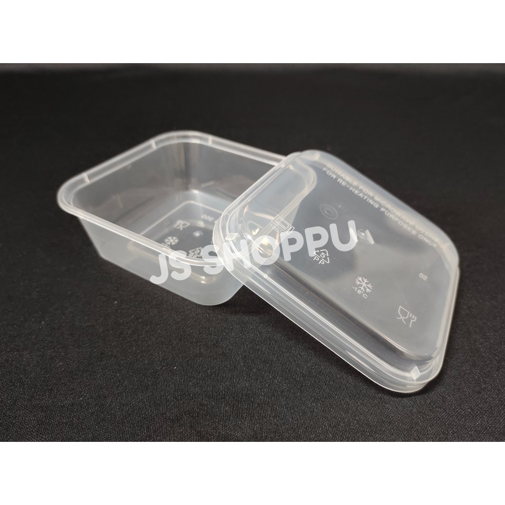 SQ350 (350ml) Square Plastic Disposable Food Container (50pcs±) / Bekas Petak / Bekas Makanan