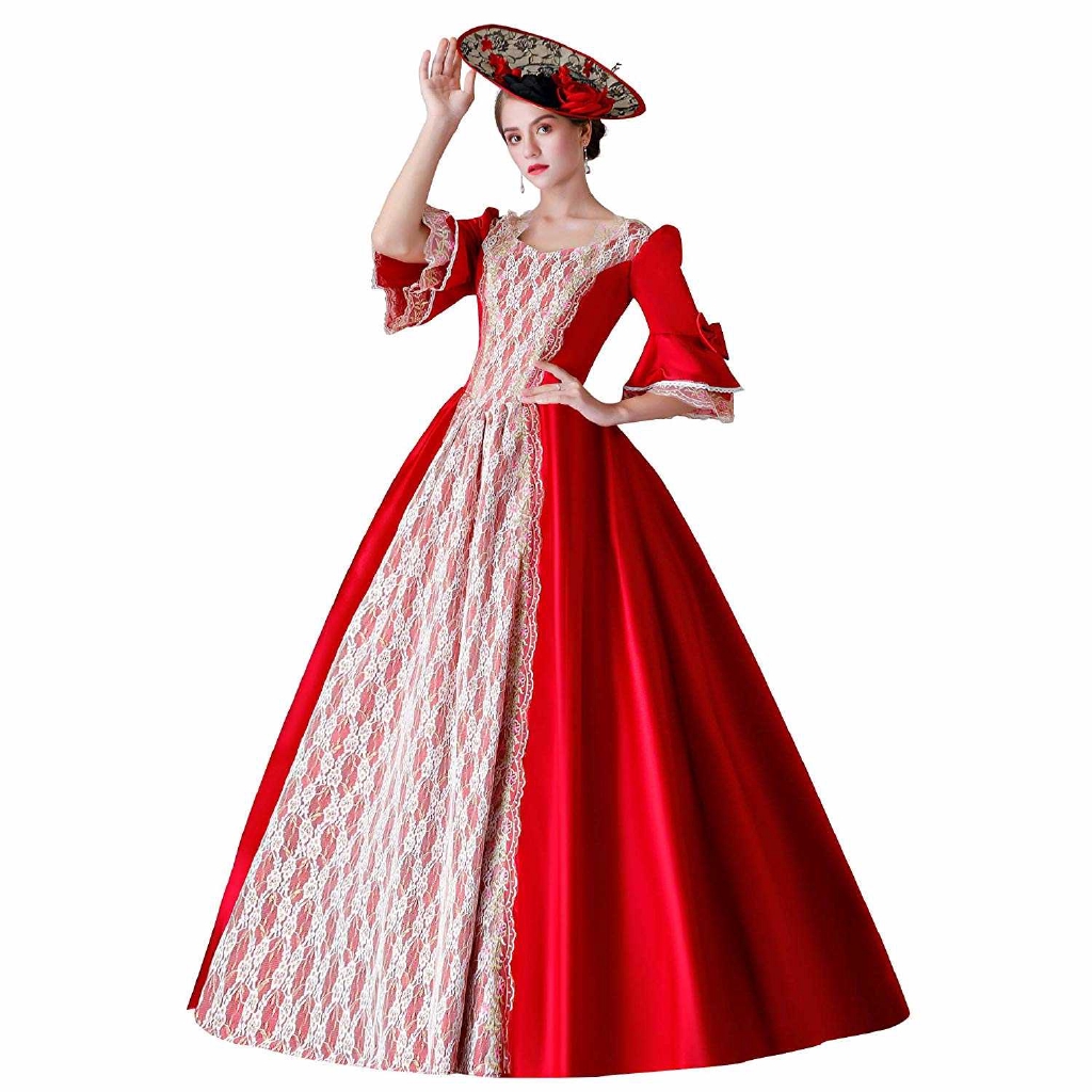 Rococo Baroque Marie Antoinette Red Dresses 18th Century