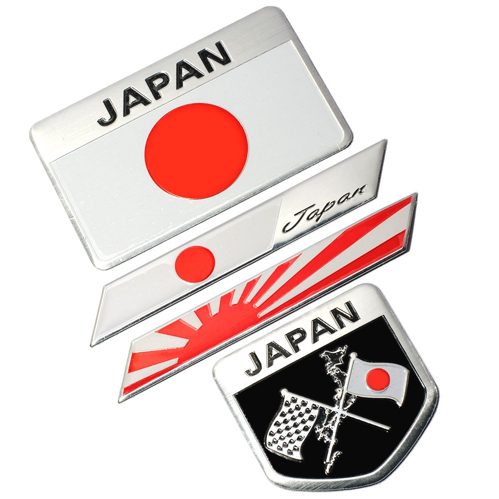 4pcs Lot Metal Japanese Flag Emblem Badge Japan Car Sticker Decals Accessories Shopee Malaysia